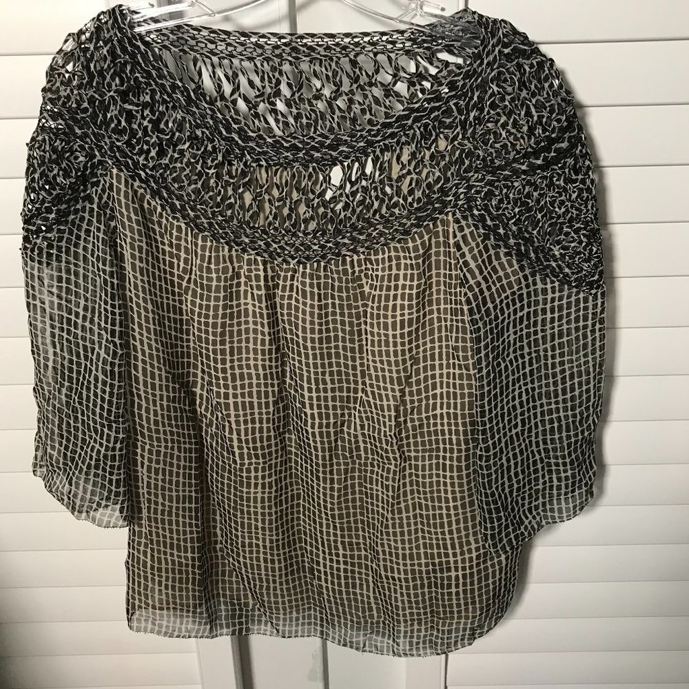 💋 3.1 Phillip Lim 100% silk black/ tan blouse